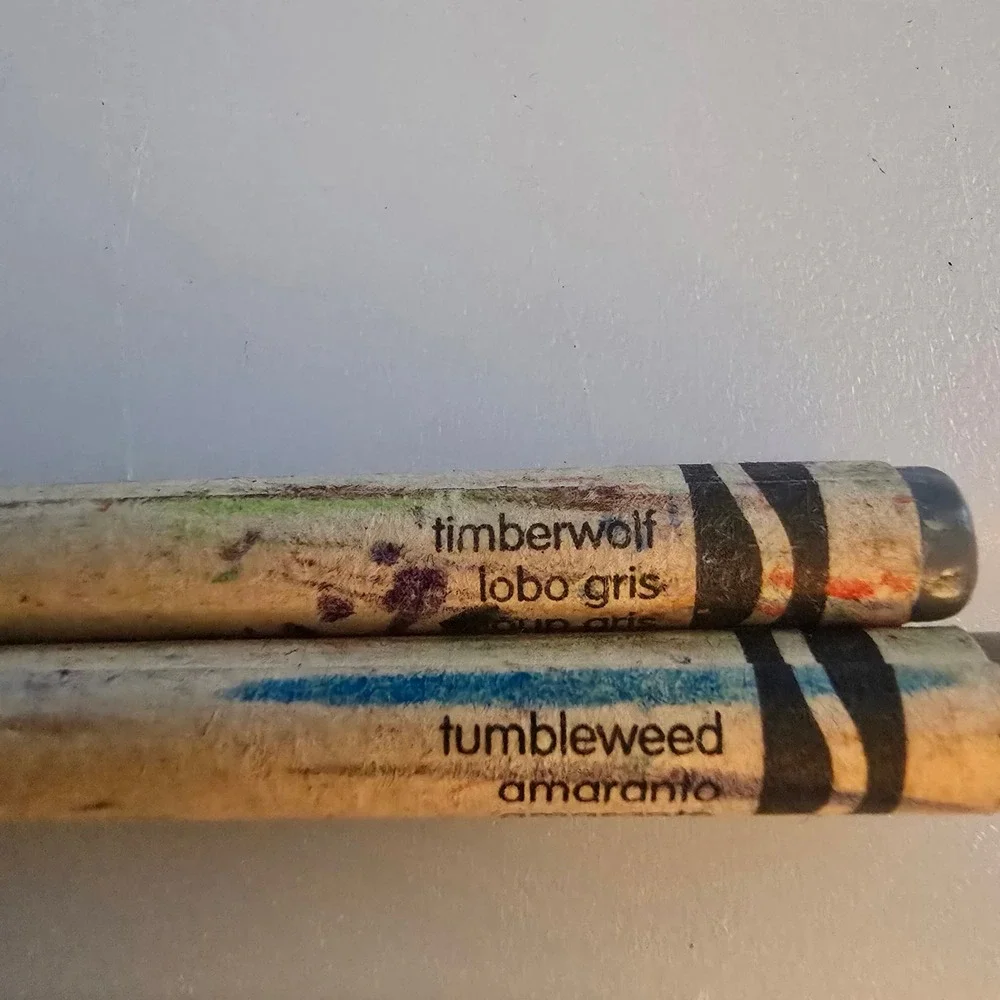 Crayola Timberwolf Tumbleweed Crayons Gray Tan Vintage Art Supplies